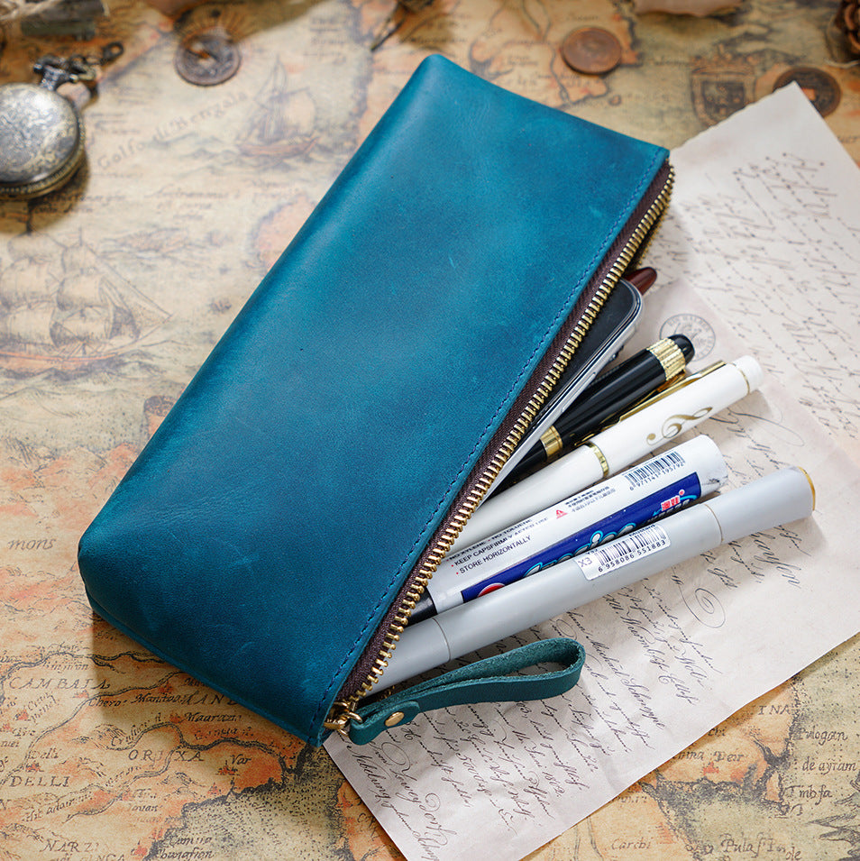 Leather Zippered Pencil Case