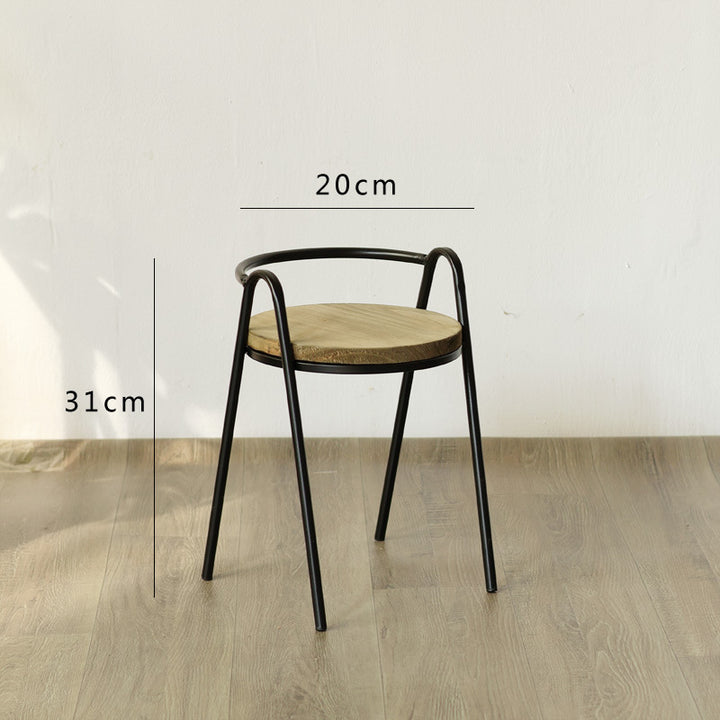 Modern stool with wooden seat and metal frame Kalsten