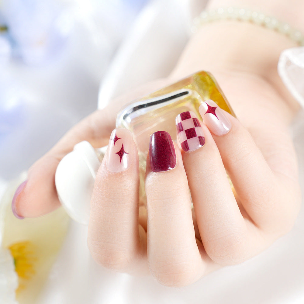 Artistic Press-On Nail Set with Unique Geometric Designs Kalsten