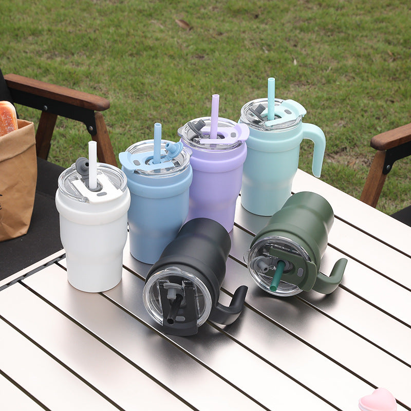 Unisex Insulated Reusable Cup with Flexible Straw and Convenient Handle Kalsten