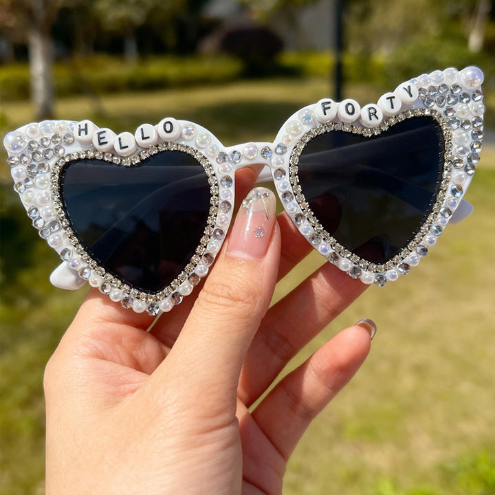 Heart-Shaped Pearl-Embellished Sunglasses Kalsten