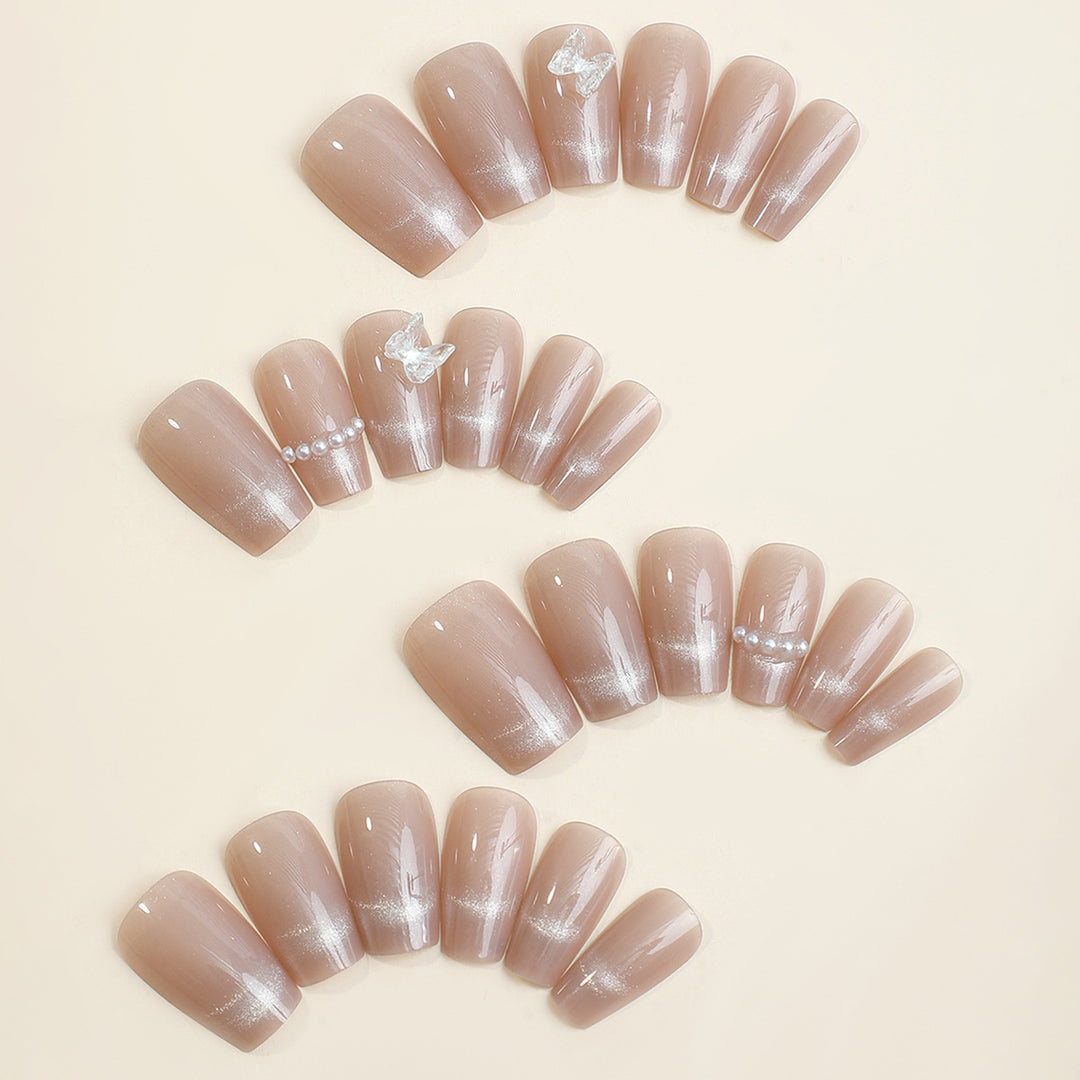 Elegant Press-On Nail Set with Decorative Crystal Accents Kalsten