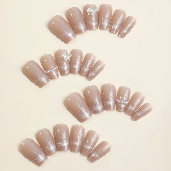 Elegant Press-On Nail Set with Decorative Crystal Accents Kalsten