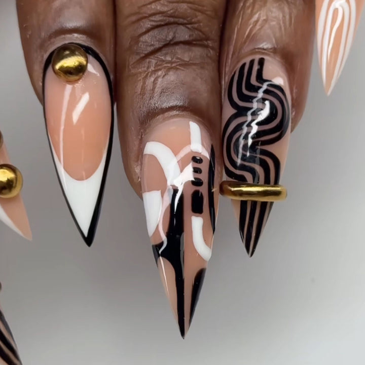 Decorative Stiletto Press-On Nail Art Extensions Kalsten