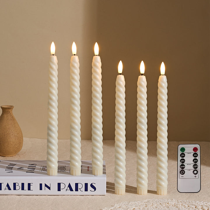 Long-Burning Spiral Dripless Taper Candles with Stabilizing Base