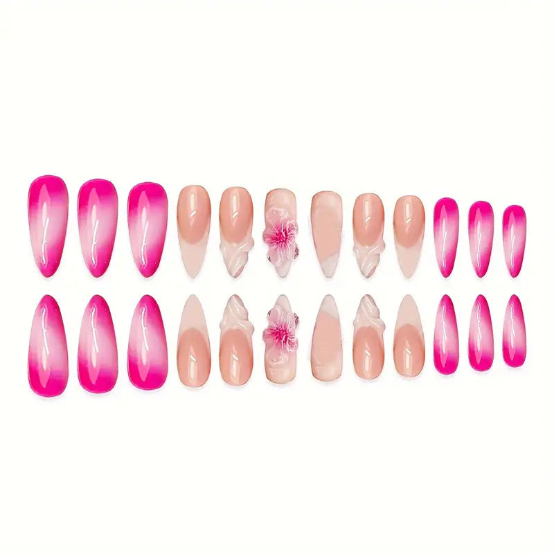 Detailed Floral Press-On Nail Art Kalsten