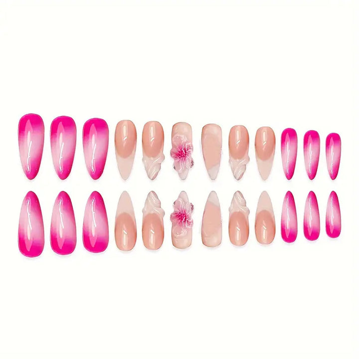 Detailed Floral Press-On Nail Art Kalsten