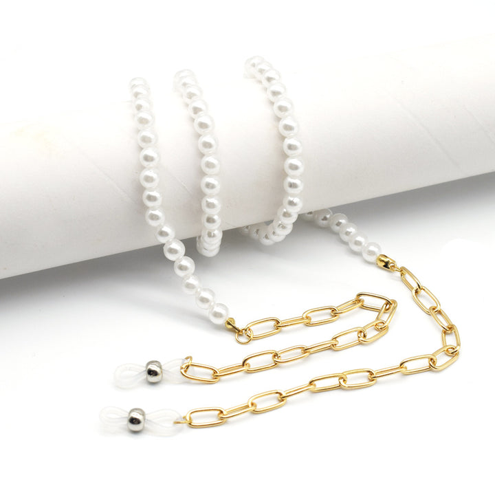 Elegant Pearl and Gold Chain Eyewear Holder Kalsten