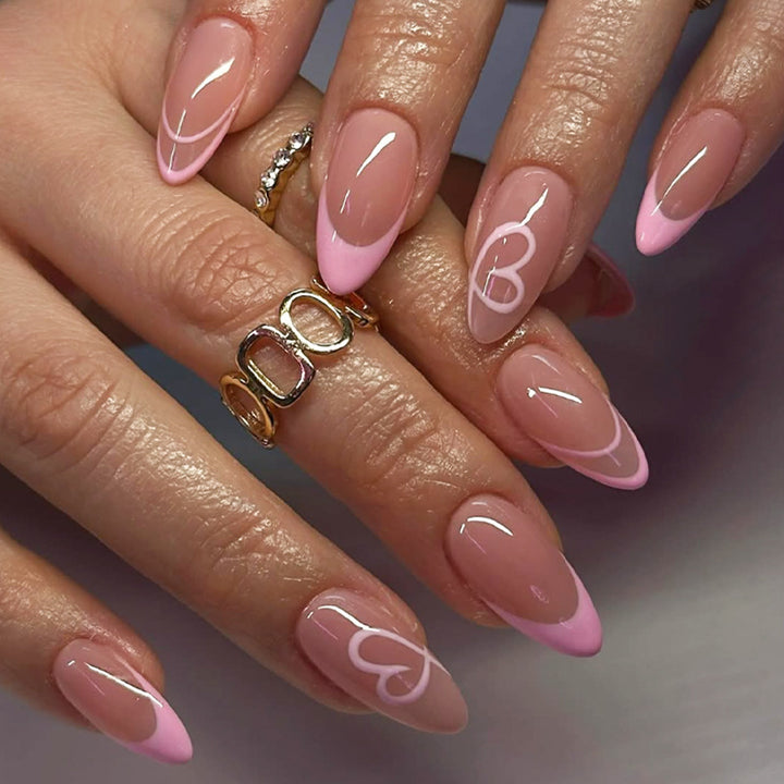 Elegant Stiletto Nail Art Tips with Heart Design Kalsten