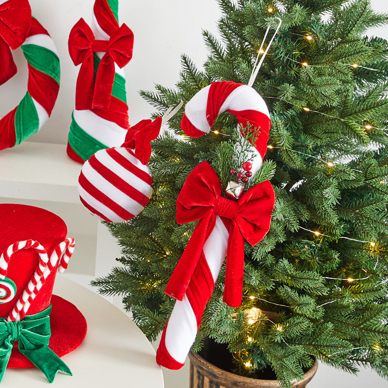 Velvety Christmas Candy Cane Decoration Set