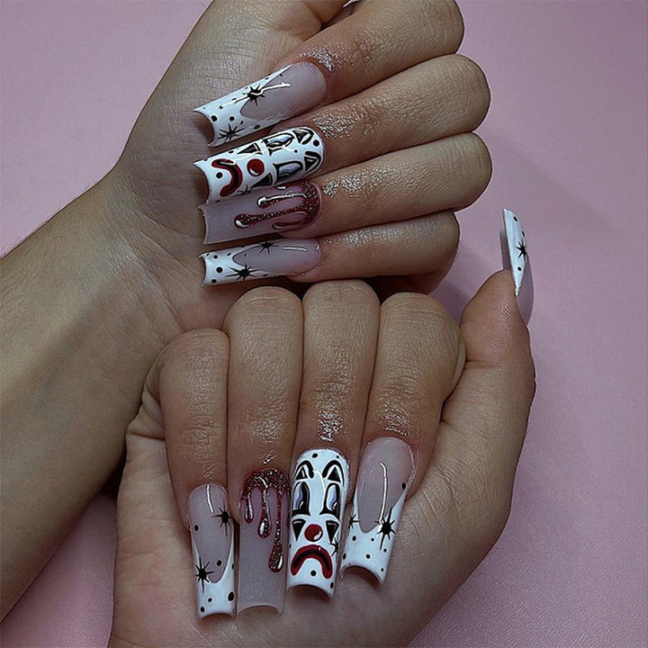 Artistic Press-On Nail Set with Creative Halloween Designs kalsten