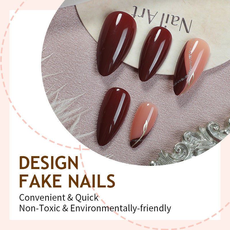 Nail set with glossy finish and elegant designs Kalsten