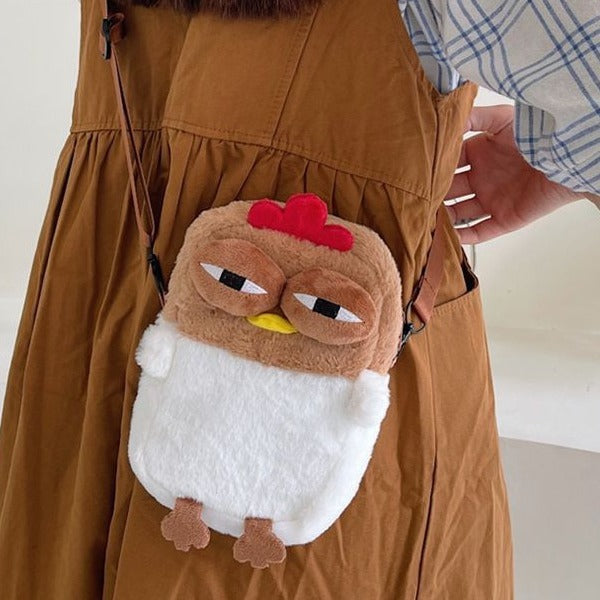 Plush Chicken-Themed Crossbody Bag