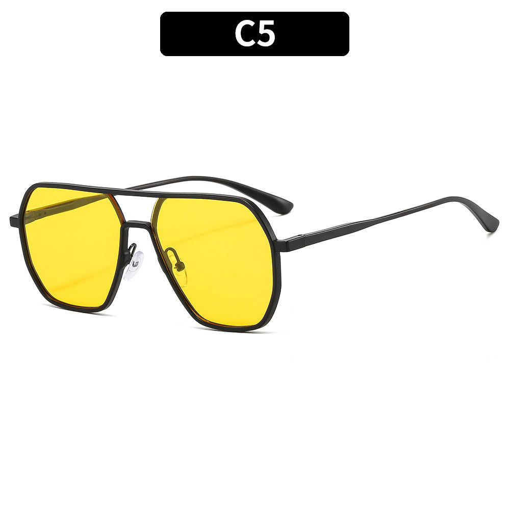 Sporty Oversized Hexagonal Sunglasses