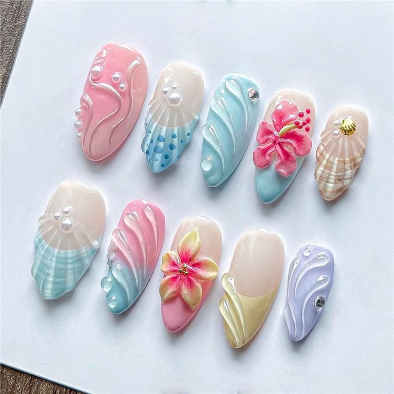 Artistic Sea-Inspired Shell Nail Art Set Kalsten