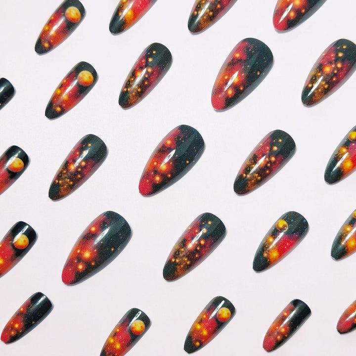 Galactic art nails with 3D planet motif Kalsten