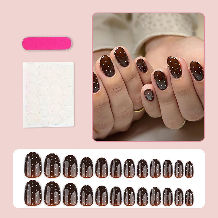 Artificial nail set with elegant dots and shiny accents Kalsten