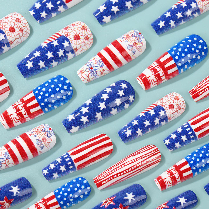 Creative Nail Art Artificial Nails in Patriotic Design Kalsten