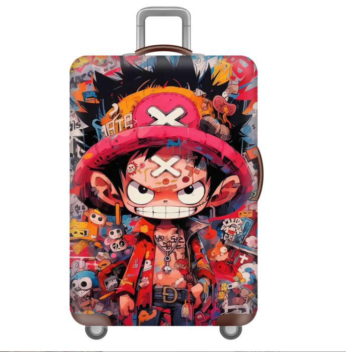Unisex nan elastic motif suitcase cover made of stretchable polyester with handle and wheel openings Kalsten
