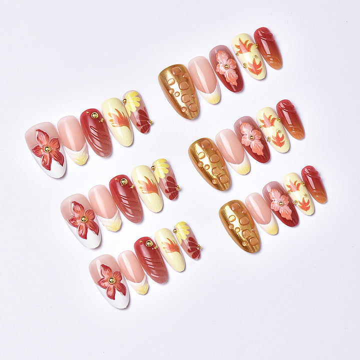 Artistic Floral Hand-Painted Press-On Nail Art Set Kalsten