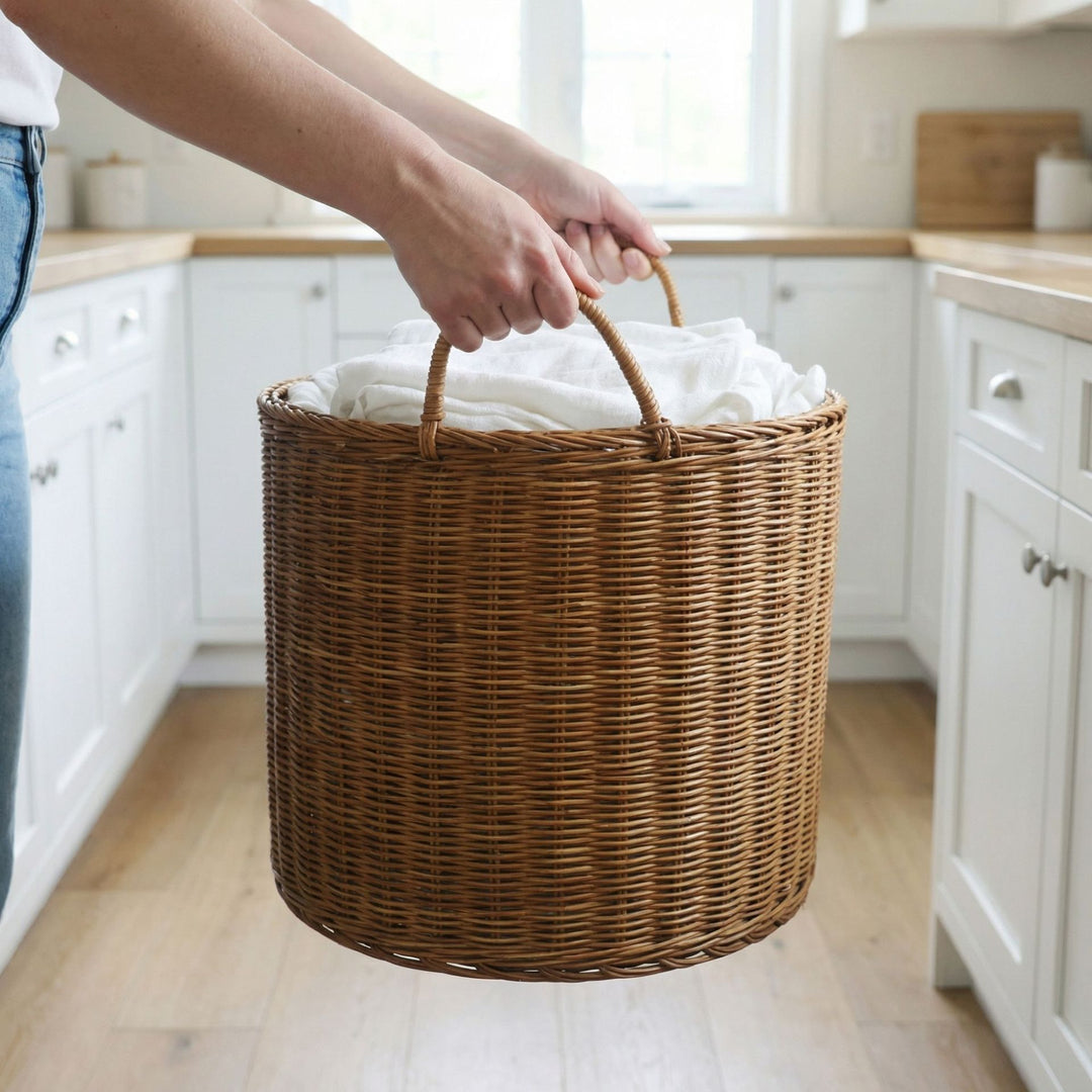 Handmade storage basket made of natural wicker Kalsten