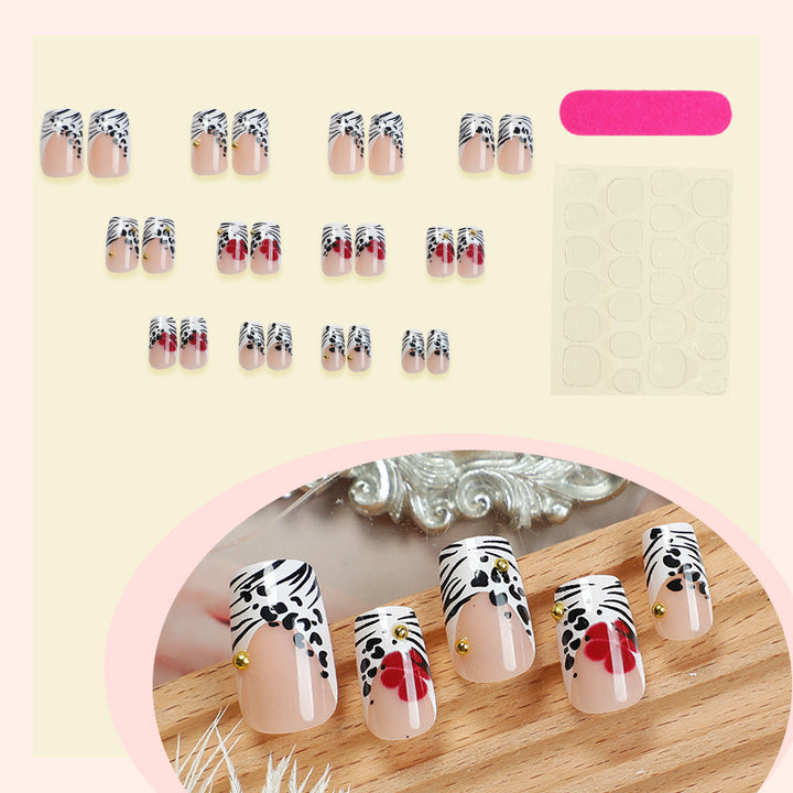 Creative Art Press-On Nail Set with Floral and Zebra Designs kalsten