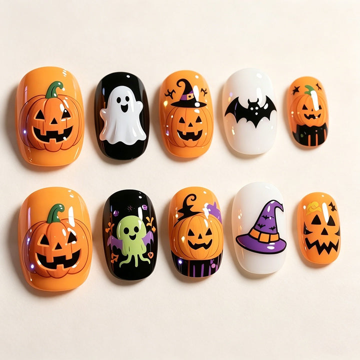 Artificial nails with spooky Halloween designs Kalsten