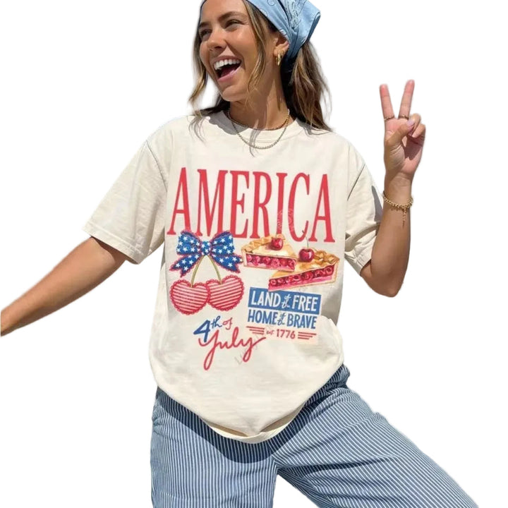 Women's nan patriotic oversized cotton graphic tee with relaxed boxy fit Kalsten