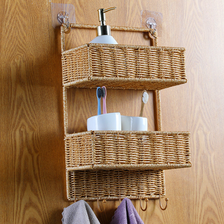 Unisex Wall-mounted Storage Basket with Double Shelf Kalsten