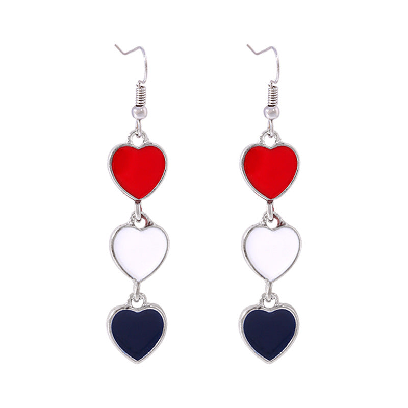 Women's long multi-layer star drop earrings with crystal embellishments and rhodium-plated alloy Kalsten