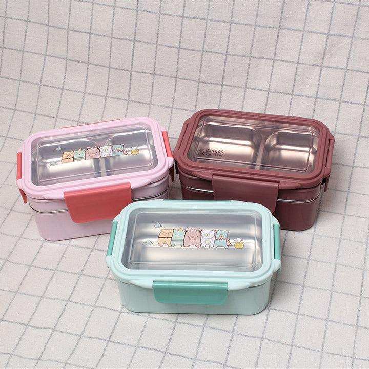 Cartoon-Themed Double-Layered Lunch Box