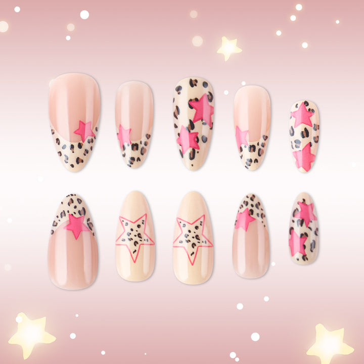 Stylish Star and Leopard Print Press-On Nails Kalsten