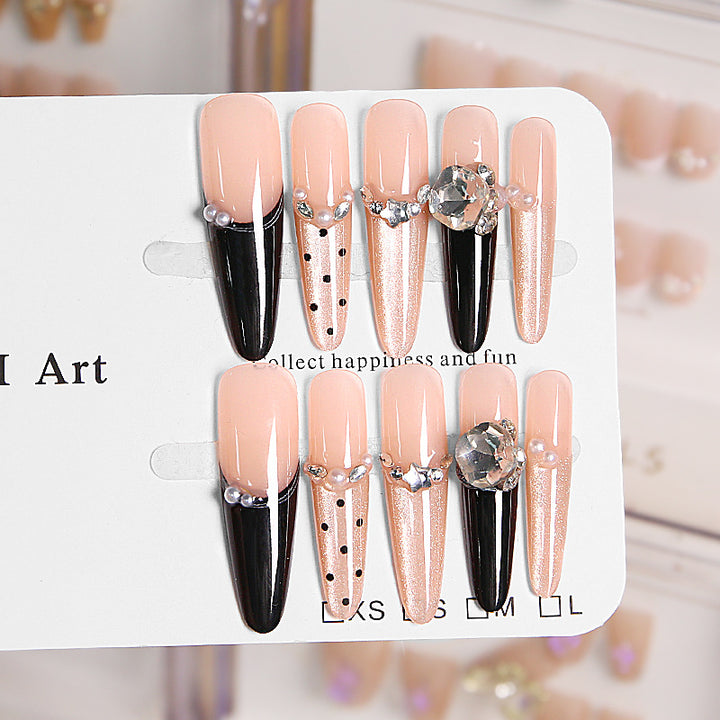 Artificial nail set with elegant glitter and 3D applications Kalsten