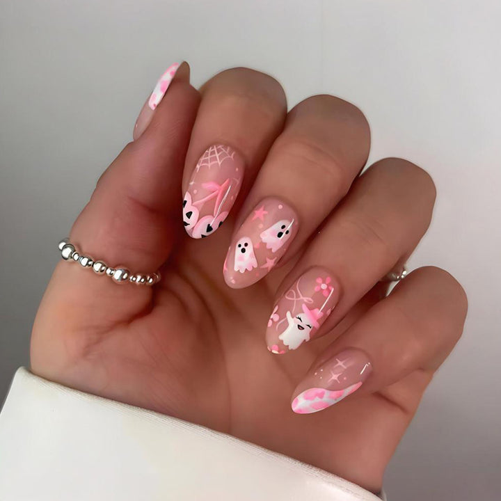 Creative ghost and heart designs artificial nail set Kalsten