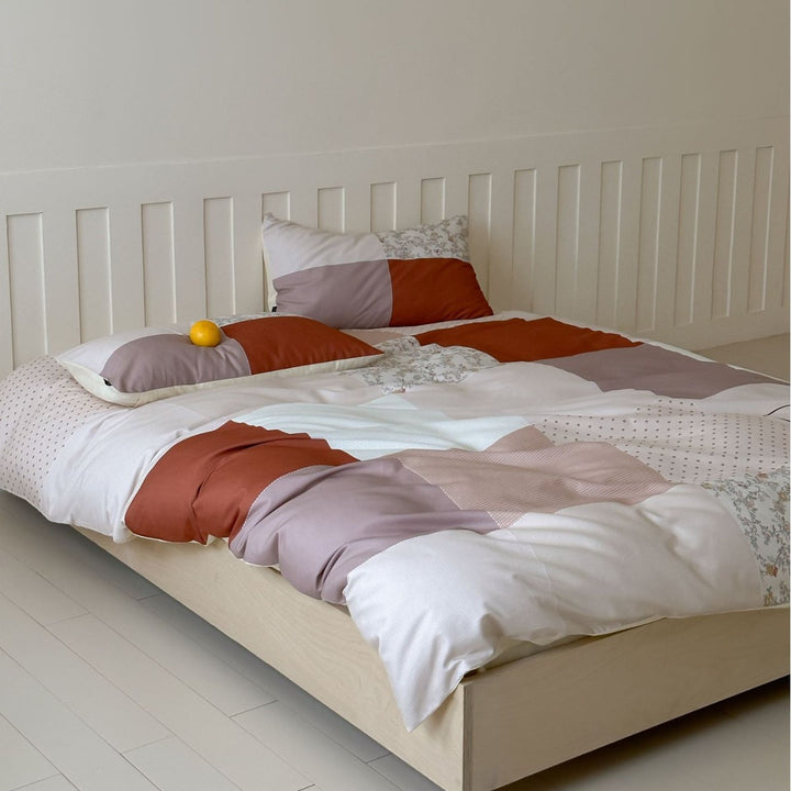 Duvet cover set made of cotton satin with Boho-Ethno pattern and reversible function