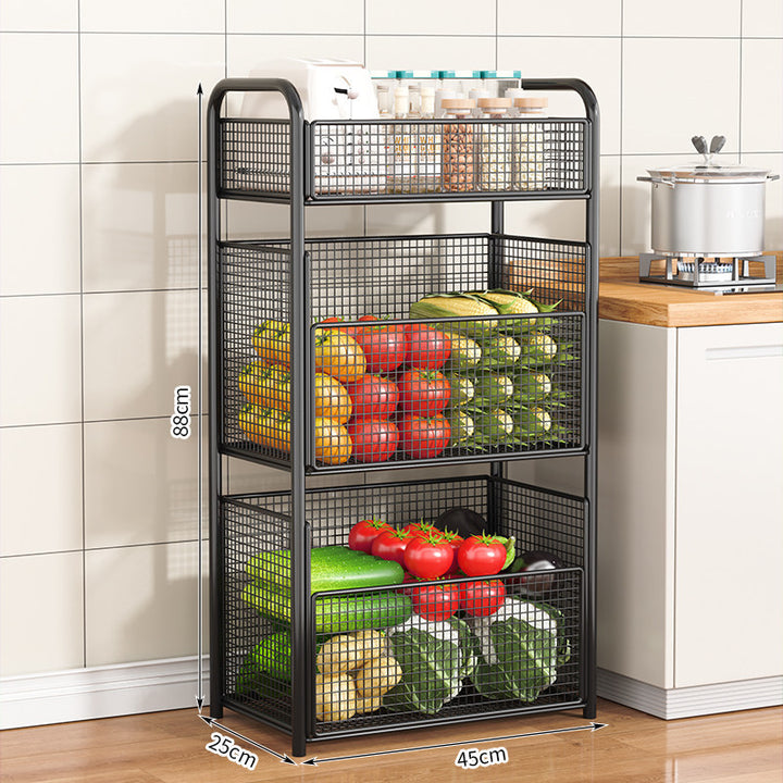 Rolling Kitchen Storage Cart with Mesh Baskets Kalsten