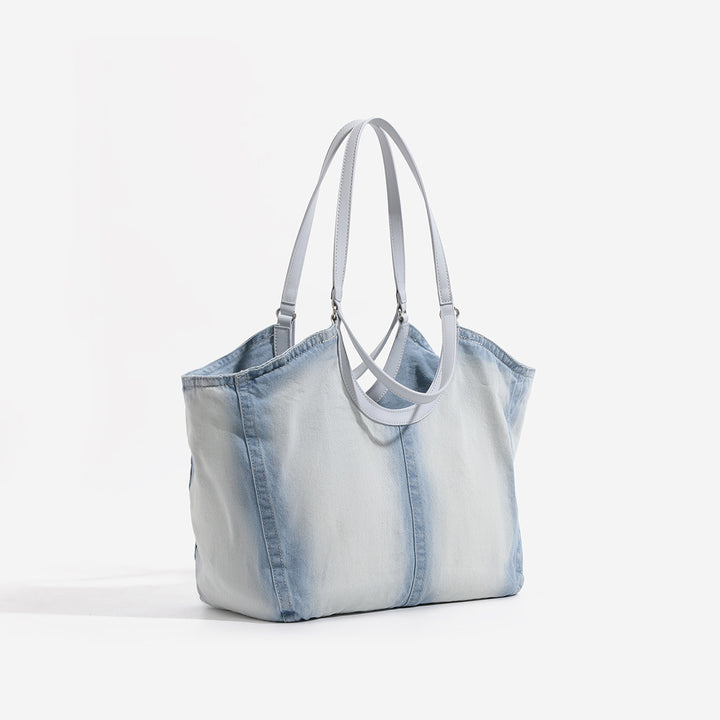 Denim Tote Bag with Detachable Pouch