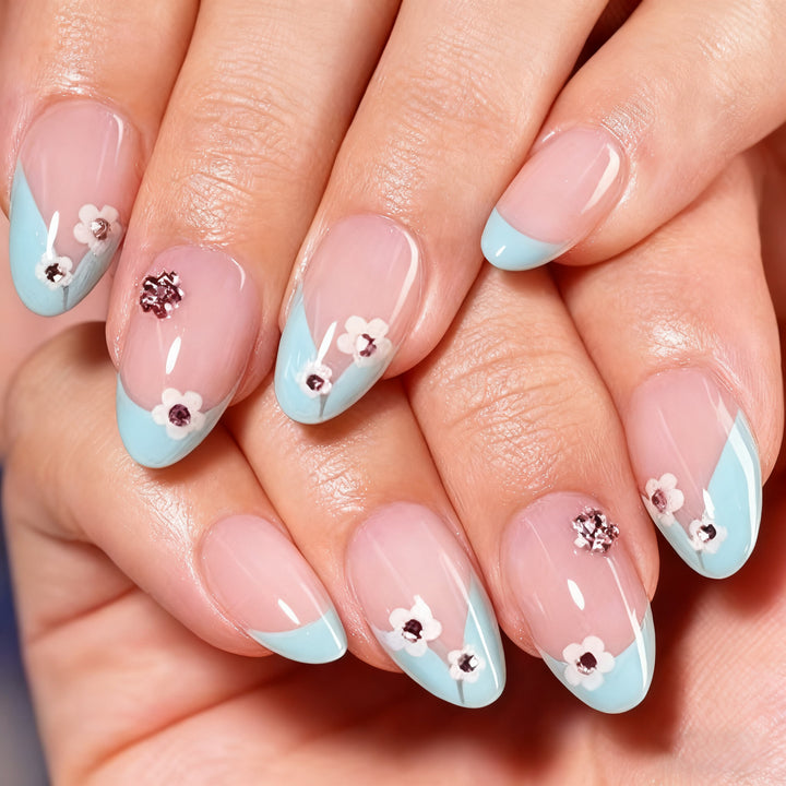 Artistic Floral-Embellished Press-On Nail Set Kalsten