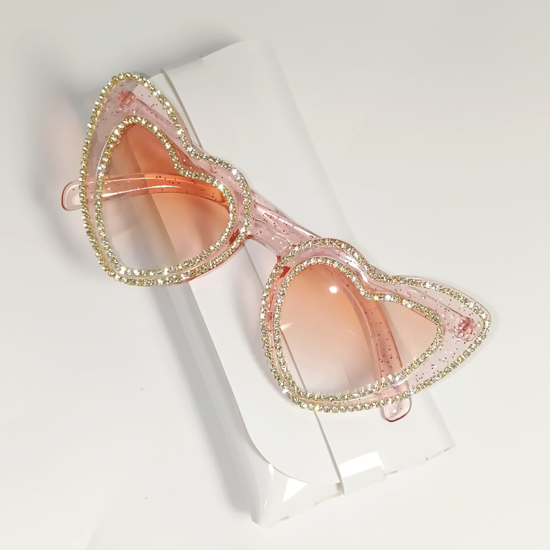 Rhinestone-Embellished Heart-Shaped Sunglasses Kalsten