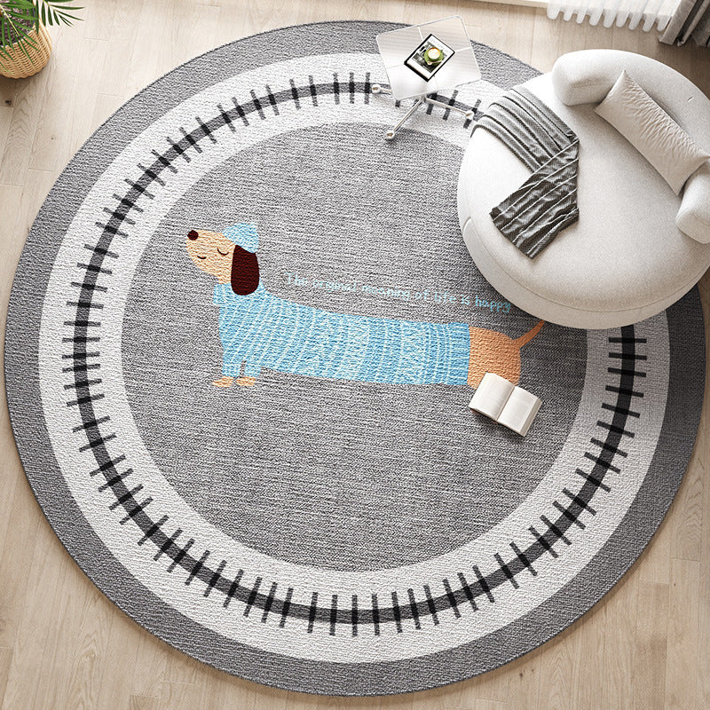 Round Dog-Themed Area Rug