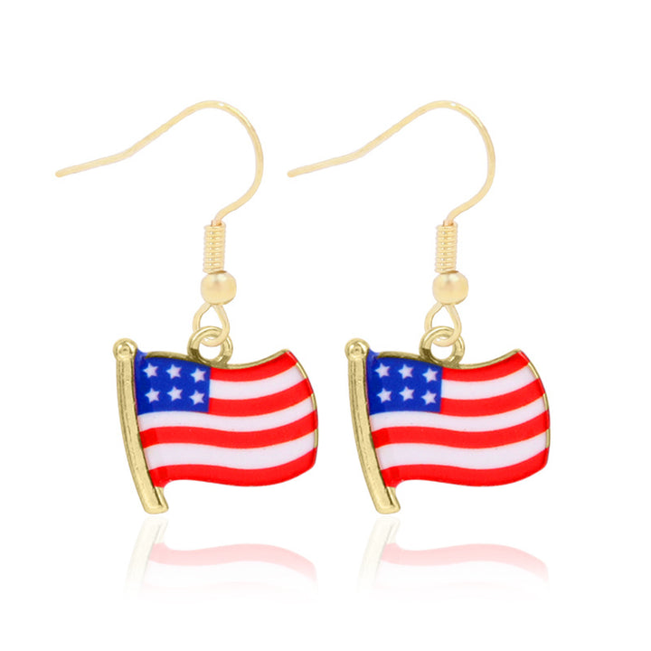 Women's star-shaped enamel earrings with USA flag motif and gold-plated fish Kalsten