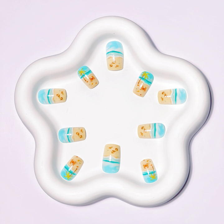Tropical Beach-Themed Nail Art Kalsten