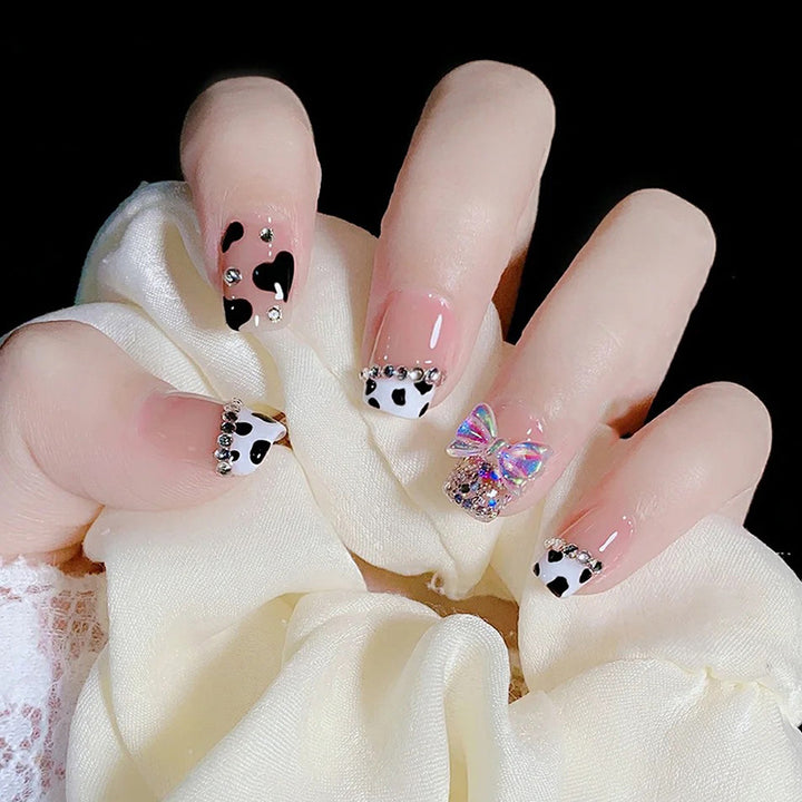 Playful Cow Print Press-On Nail Set