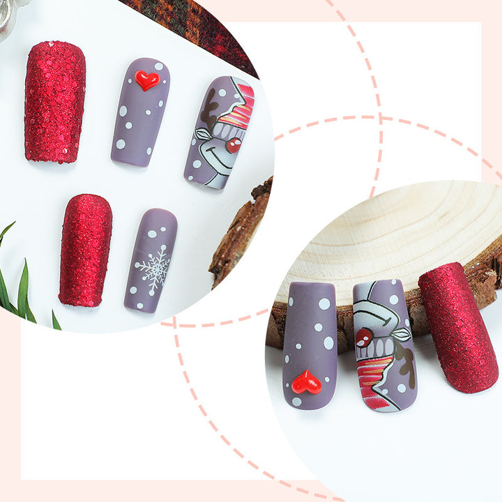 Festive Holiday-Themed Press-On Nail Set Kalsten