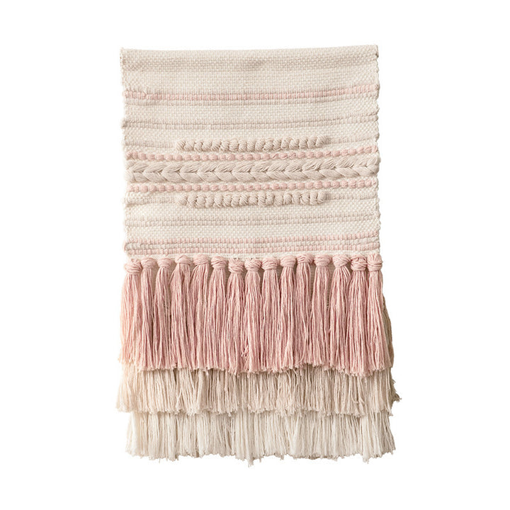 Boho Wall Hanging Macrame with Hand-Knotted Fringes and Woven Cable Patterns Kalsten