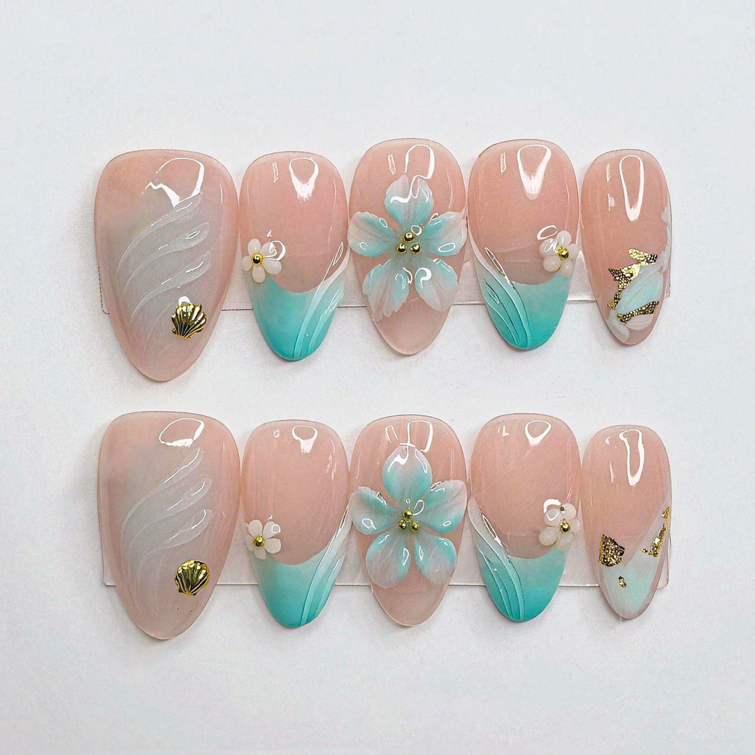 Artistic Shell-Inspired Nail Set Kalsten