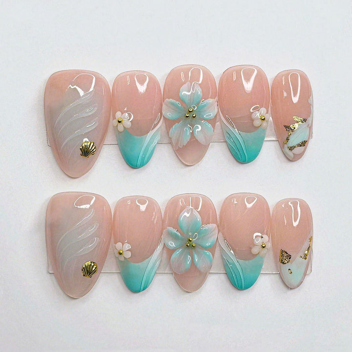 Artistic Shell-Inspired Nail Set Kalsten