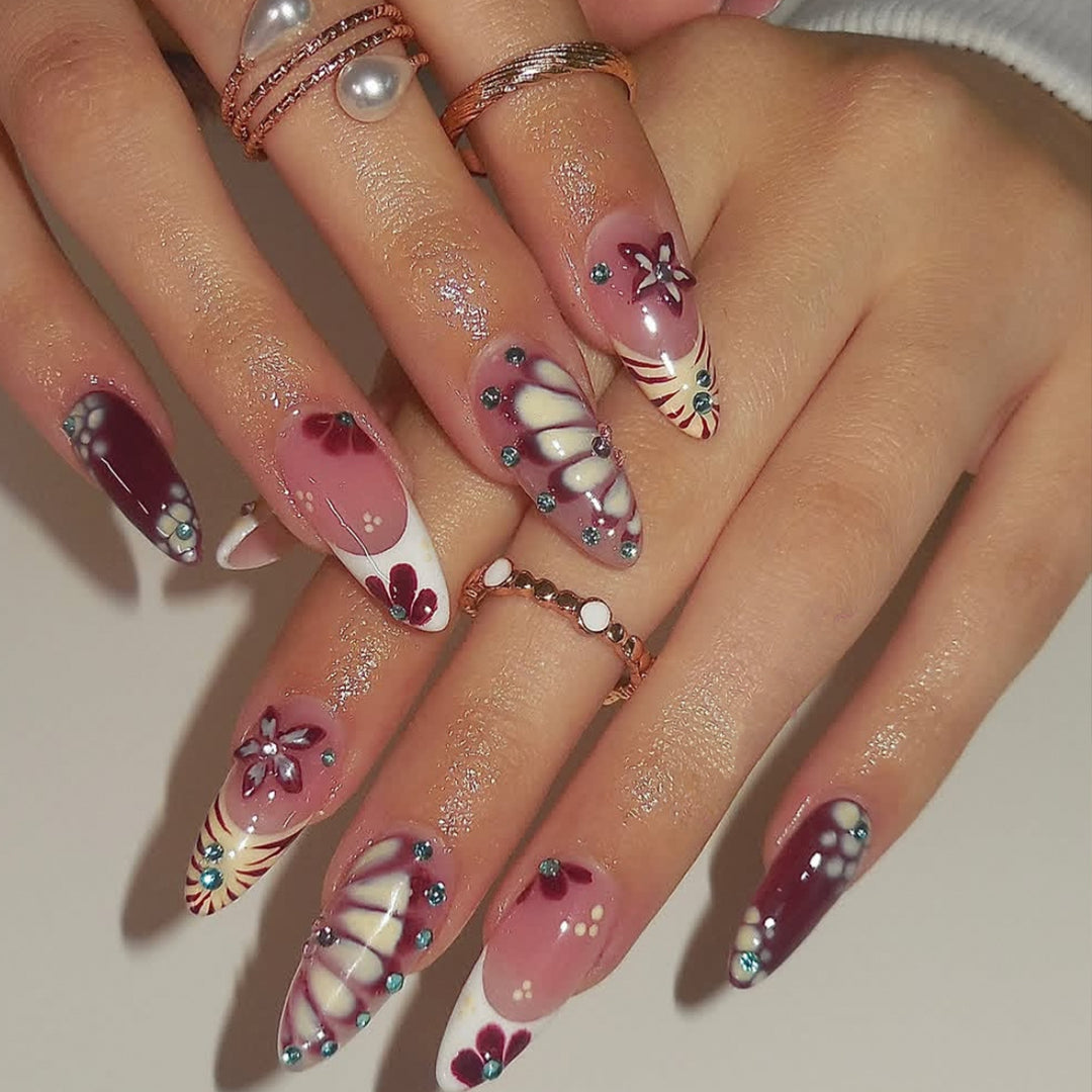 Artistic Floral Nail Art Extensions Kalsten