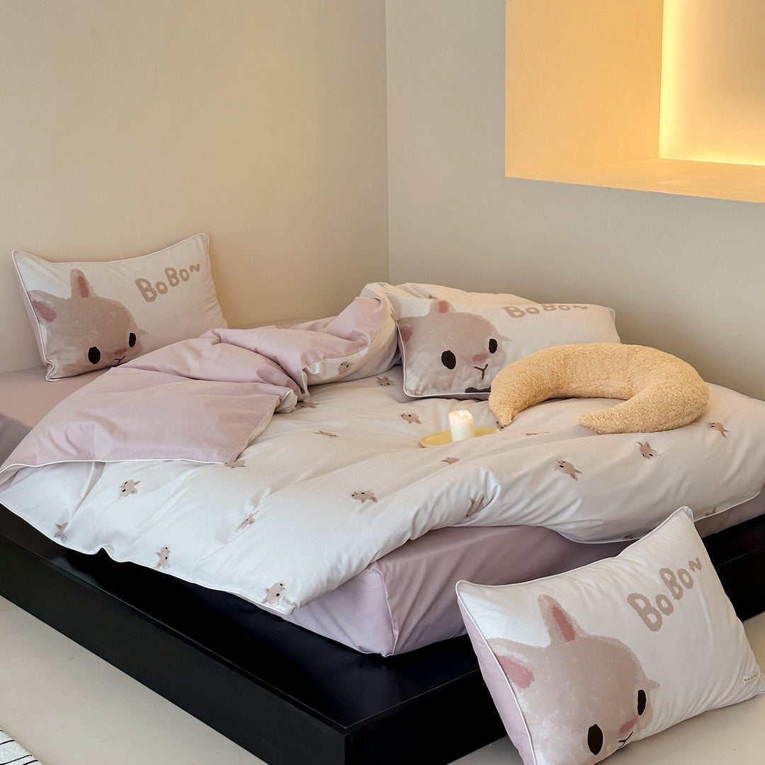 Children's bedding set with panda motif made of cotton satin and lovingly crafted appliqué