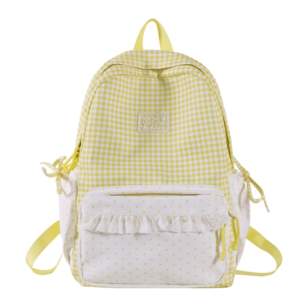 Playful Gingham and Polka Dot Backpack Kalsten